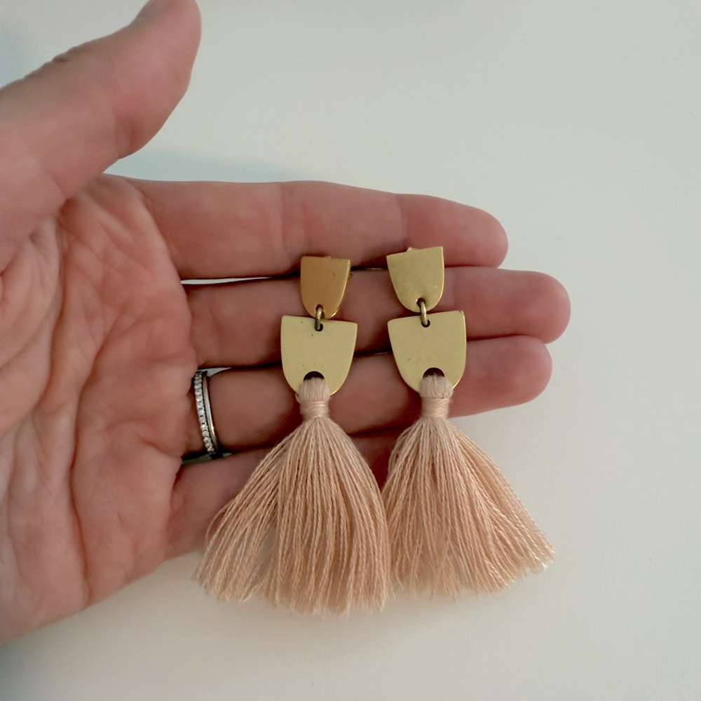 Gold and pink Tassel Earrings